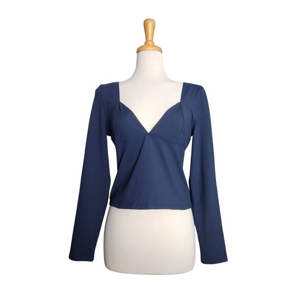 Intimately FP Duo Corset Long Sleeve Cami Navy Blue Womens Size L - Picture 1 of 8